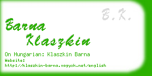 barna klaszkin business card